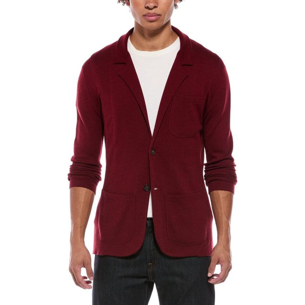 Isaia Mens Wool, Silk & Cashmere-Blend Sweater Blazer, Red